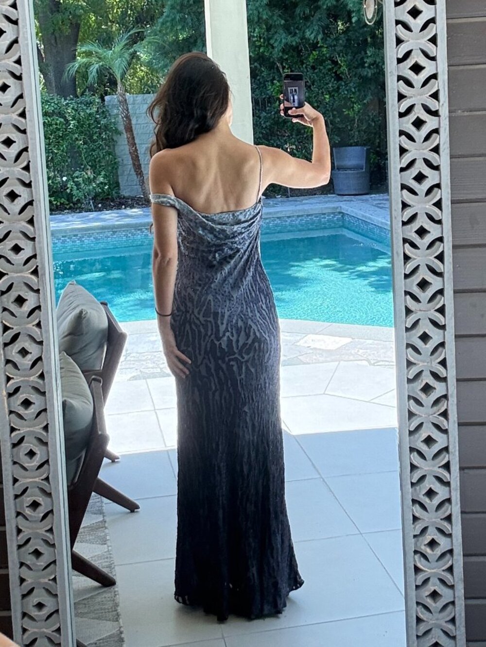 Niteline Ombre Maxi beaded Dress in Light Gray to navy - Picture 9 of 13